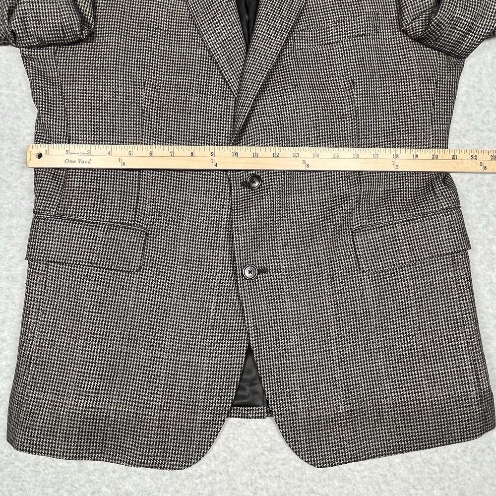 Jos A Bank Men's 44R‎ Blazer Sport Coat Black Gray Houndstooth Check Silk Wool - Picture 11 of 13